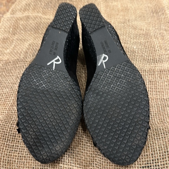 J Peterman Womens Black Wedge Espadrille Peep Toe Shoes Size 8.5 Glittery Italy. - Picture 7 of 7